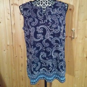 Talbots Paisley Blue Sleeveless Top