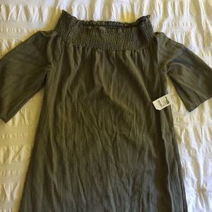 Off the shoulder olive dress