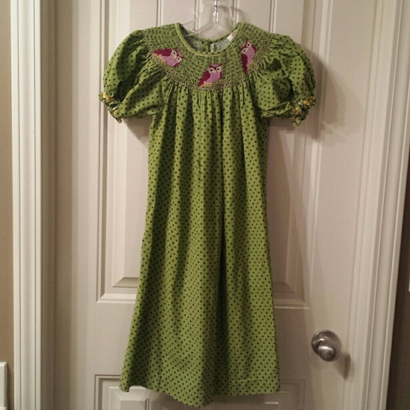 PRECIOUS Smocked Owl Dress
