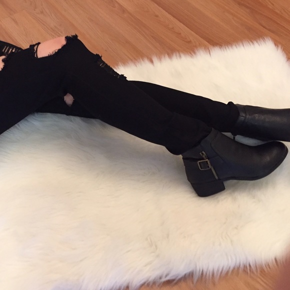 Black Buckle Ankle Boots - Picture 3 of 4