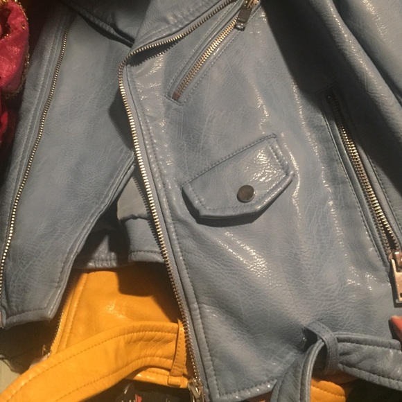 ZARA FAUX LEATHER BABY BLUE JACKET - Picture 4 of 4
