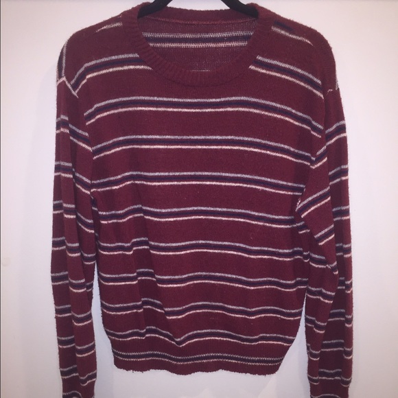 Vintage deep red sweater w/ stripes