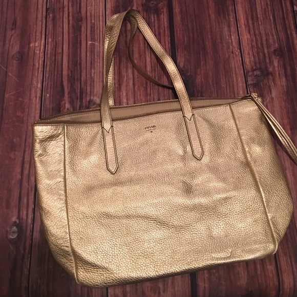 Gold leather fossil purse