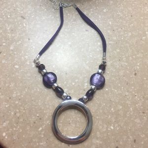 Purple and silver statement necklace