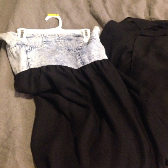 Denim and black sheer dress