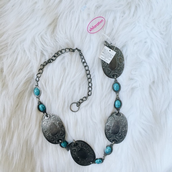 BNWT Faux Turquoise & Silver Metal Belt