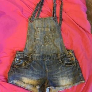 Hot Kiss Denim Overall Shorts