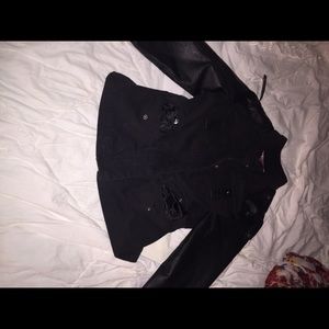 Black leather sleeves jacket