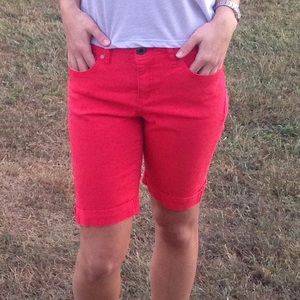 Red Bermuda shorts