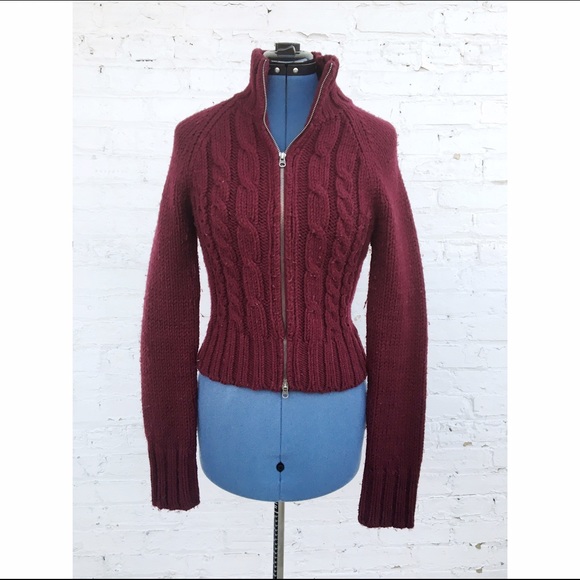 Abercrombie Cable-nit Wool Zip Up Sweater