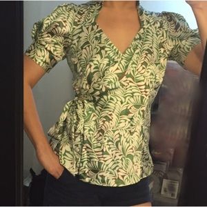 BCBG Maxazria - beautiful green and white blouse