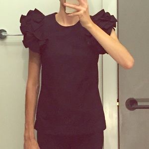 French Connection Crew Neck W/ Flutter Sleeves