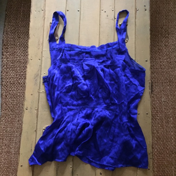 J. CREW 💯% SILK COBALT BLUE TANK TOP BLOUSE 6 S M - Picture 7 of 10