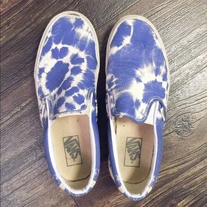 Vans x J. Crew Blue Tie Dye Slip-Ons