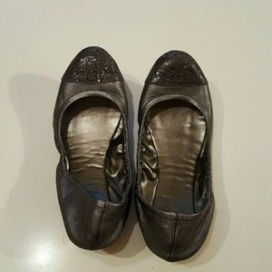 LOFT silver ballet flats with glitter toe