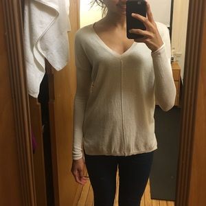Cream V Neck Sweater