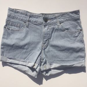 BDG Railroad Stripe Cuffed Denim Shorts