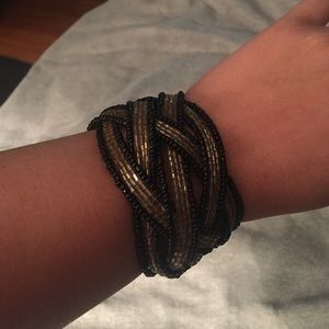 Black and gold wrap bracelet
