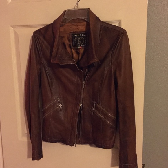 Italian Leather Jacket with Diagonal Multi-Zipper - Picture 2 of 4