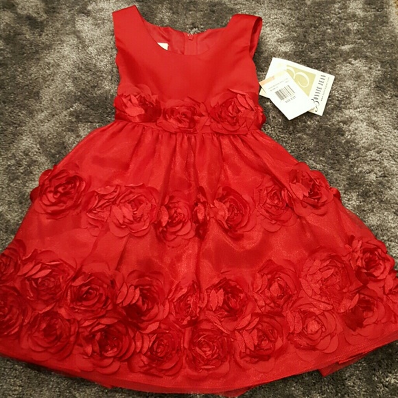 2T Red Flower & Bow Dress