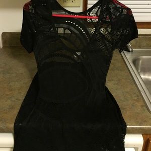 See though mesh knee length body con dress