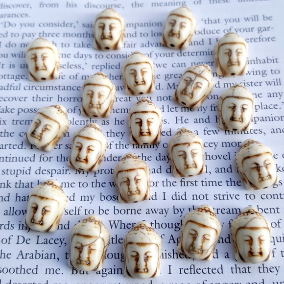 Buddha Carved Stone Sliding Knot Leather Bracelet - Picture 3 of 4