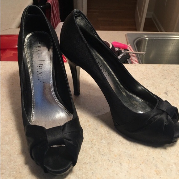 Black Satin peep toes