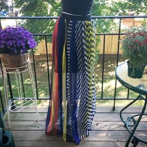 Multi-patterned Sheer Maxi Skirt