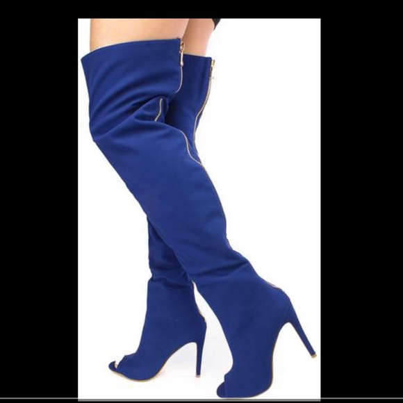 OTK Royal Blue Peep Toe Boot - Picture 3 of 4