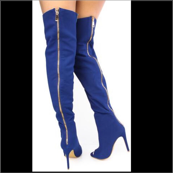 OTK Royal Blue Peep Toe Boot - Picture 4 of 4