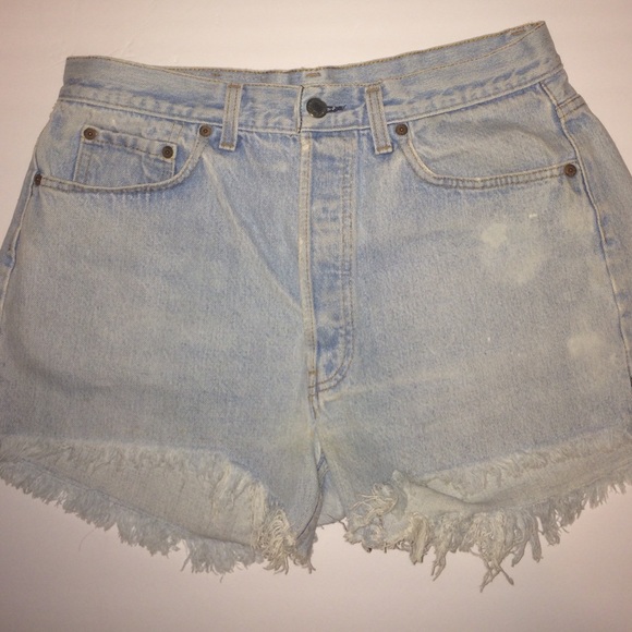 💋 501 Levis light Blue Cut-Off Shorts - Picture 1 of 3