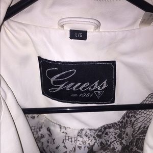 Guess White Leather Jacket