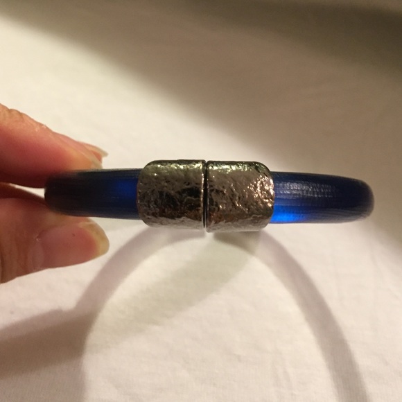 Dark blue Alexis Bittar magnetic clamp bracelet