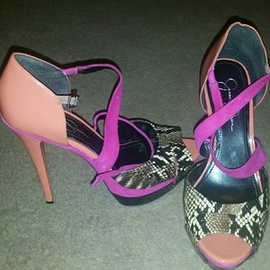 Orange and fuschia heels