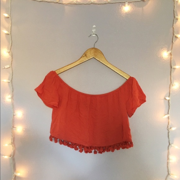 Rust Off-the-shoulder Crop Top