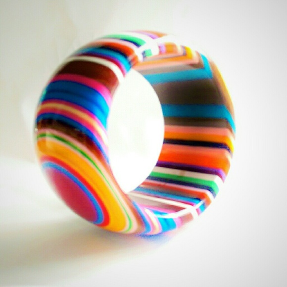 Vintage Jewelry - Vintage Sobral HUGE Chunky Psychedelic Bangle