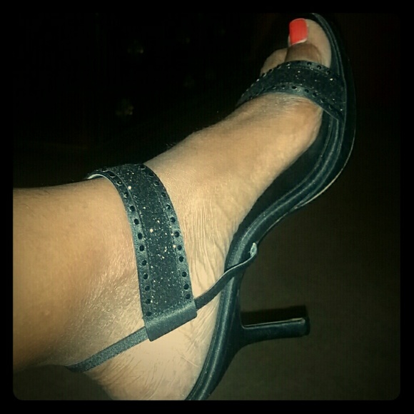 Black satin dress heels 4 inches