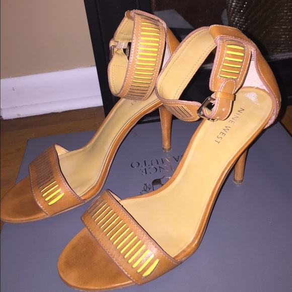 Nine West Brown Ankle Strap Heeled Sandals 7.5