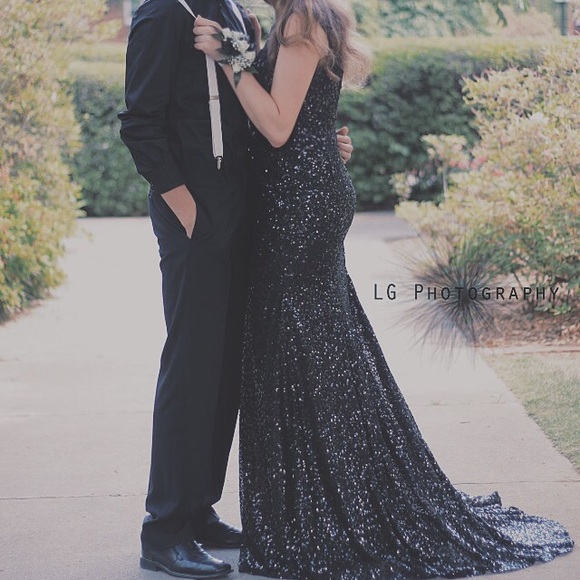 Long black sequin formal dress