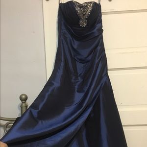 Royal blue strapless long formal dress