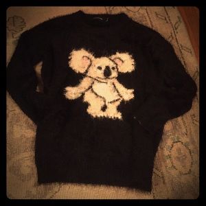 Fuzzy black sweater w/ koala!