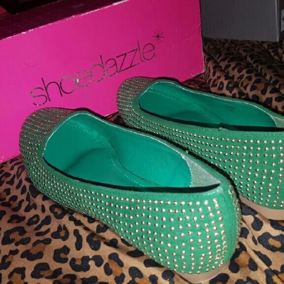 Green studded Flats