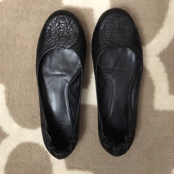 Tory burch black leather flats