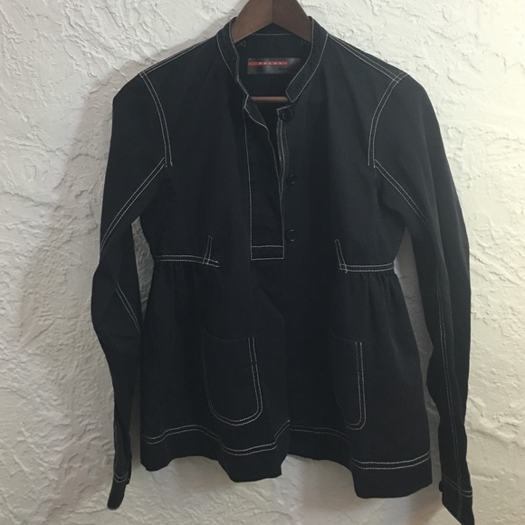 Prada Navy Blue Canvas Jacket Trenchcoat