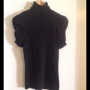 Black short sleeved turtleneck sweater