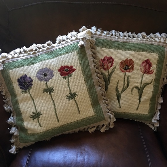 Embroidered Floral Throw Pillows