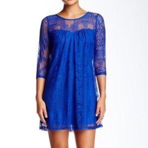 3/4 sleeve blue lace dress NWOT