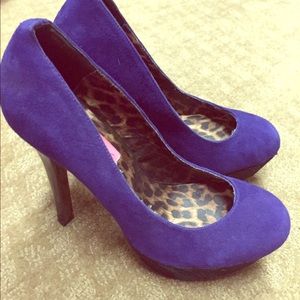 Betsy Johnson Blue Suede Platform High Heels