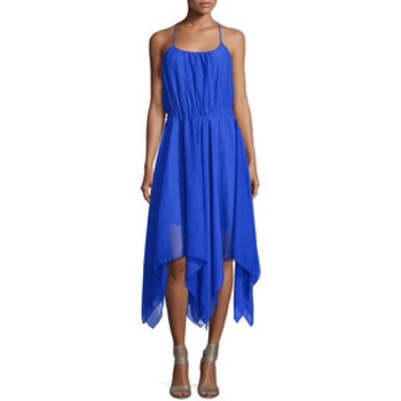 Philosophy racer back handkerchief hem midi dress