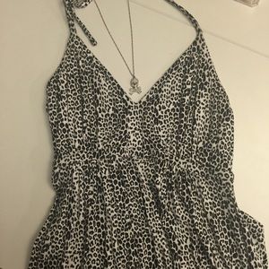 Express Black & White Animal Print Halter Dress